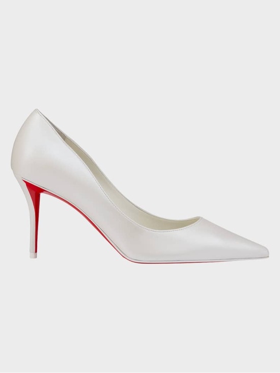 Christian Louboutin Shoes - 80mm Miss Z Nappa Leather Red Sole Pointed-Toe Pumps Heels in Bianco White